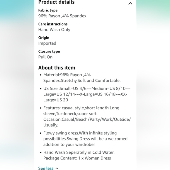 *New Keedone Women's Long Sleeve Turtleneck Casual Loose T-Shirt Dress - Picture 5 of 6
